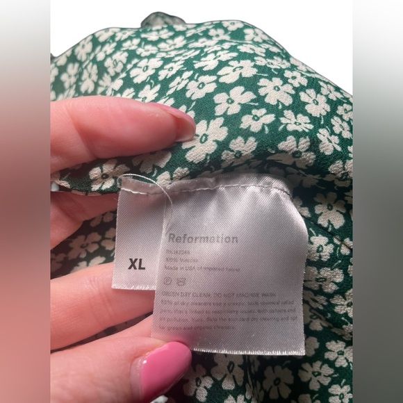 Reformation Venezuela Sammy Green Wrap Dress Size XL | Short Sleeve Mini - Picture 6 of 7